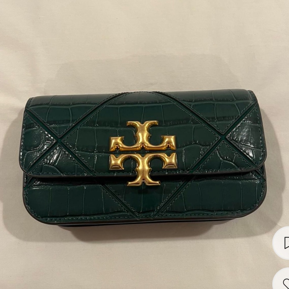 Authentic Tory Burch Malachite Croc Eleanor Small Convertible Shoulder Bag green